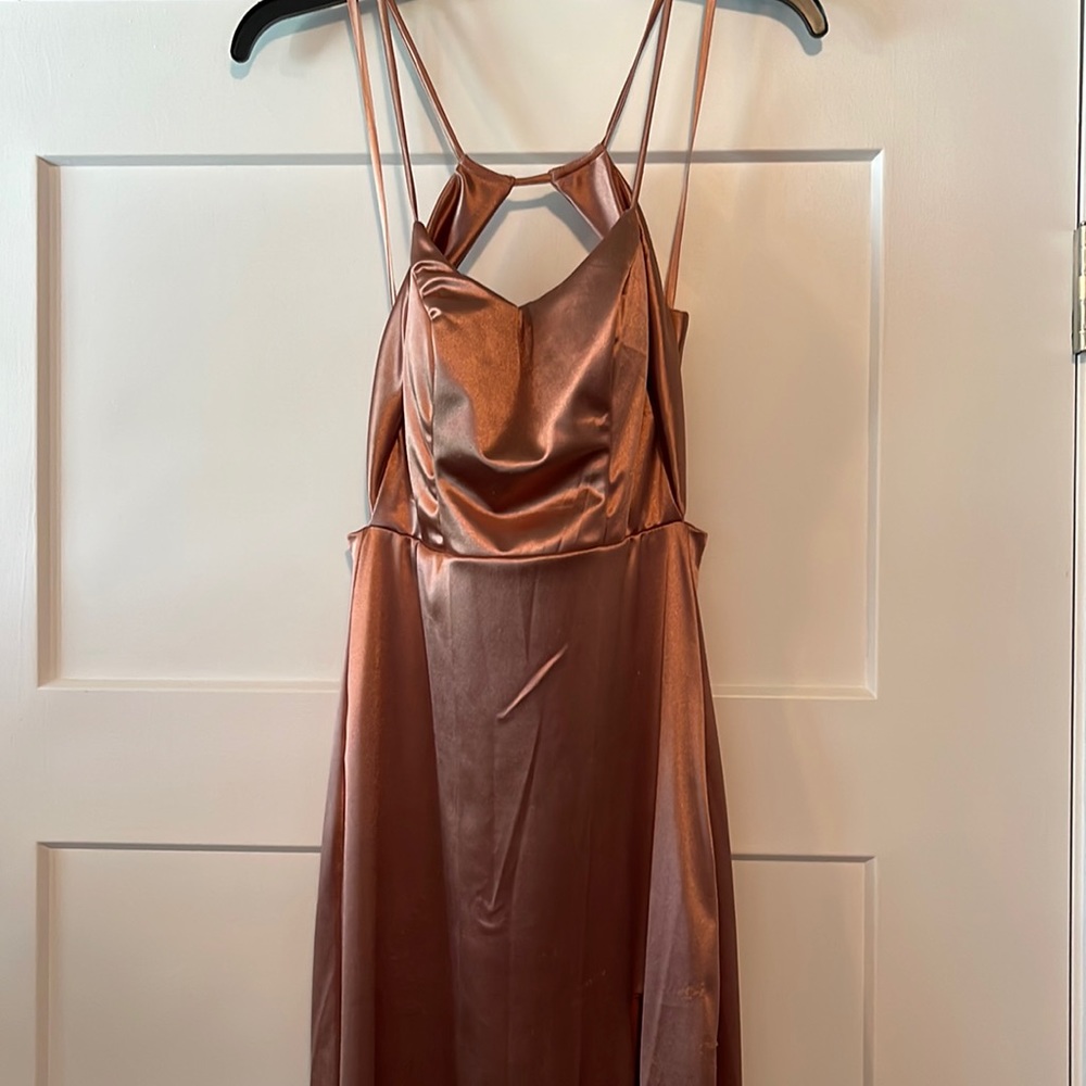City Studios Juniors’ Scoop-NeckSide-Slit Dress